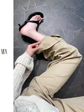 高身長向けカジュアルテーパードパンツ【高腰・カーキ・フィット】