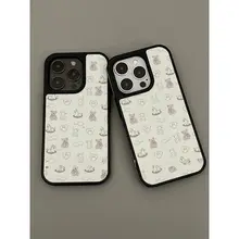 かわいいクマデザインのアクリル製スマートフォンケース【ブラックエッジ・iPhone用・防摔対応】