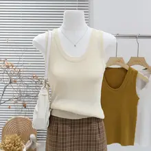 法式Uネックリブニットキャミソール【スリーブレス・春秋用】