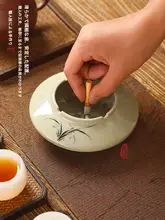 灰皿 陶器 手描き 草木灰釉 チャイナテイスト ヴィンテージ シンプル ビッグサイズ おしゃれ 家庭用 リビング オフィス