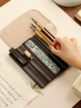 ラズキャット紫檀製書道用具【装飾貝殻付き・印泥盒・筆置き・文房具】（セットアップ対応）