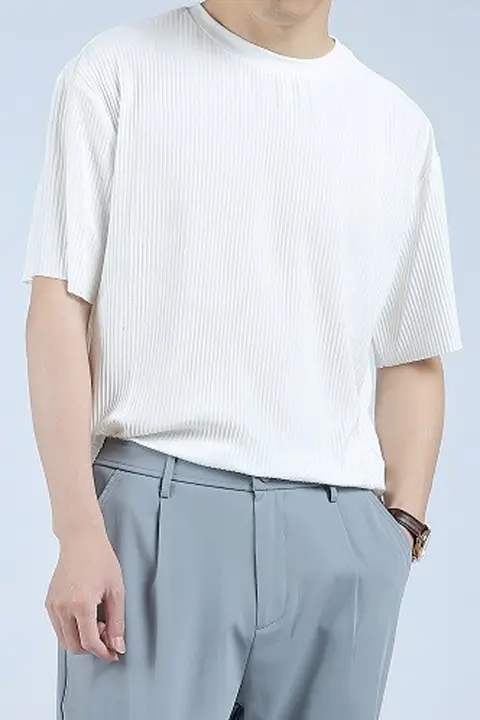 アイスシルク製 メンズルーズフィット Tシャツ【夏用・ラウンドネック・落ち感・半袖】