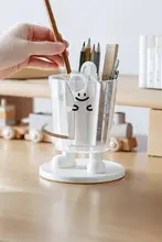 かわいい回転ペンスタンド収納ボックス【アクリル製・オフィス用・おしゃれ】