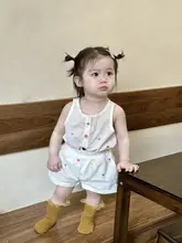 女の子用夏用薄手トップスとショートパンツ【無袖・おしゃれ・カジュアル】（セットアップ対応）
