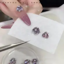 美しい煙紫色のアクリルネイルアクセサリー【手作り・豪華なストーン装飾】