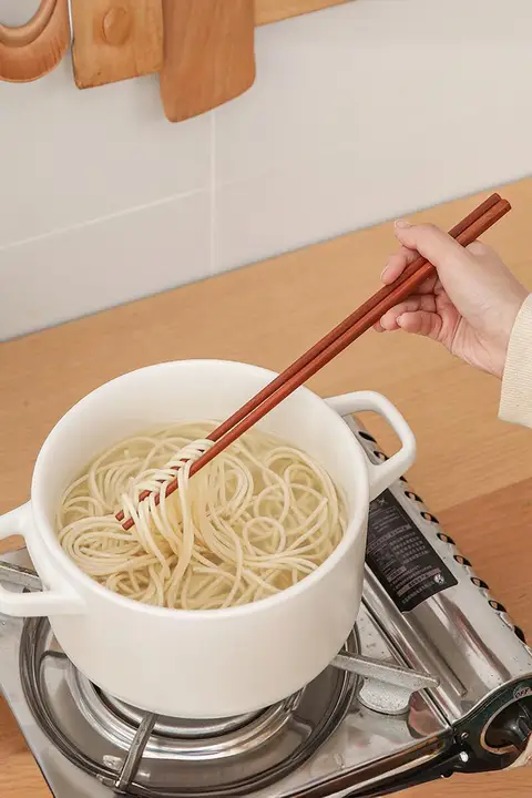 日本製木製の長いお箸【家庭用・滑り止め加工・鍋料理や麺類用】