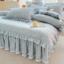 プリンセススタイルのベッドスカート【フルカバー・防滑加工・厚手キルティング・2in1カバー】