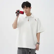 ワッフル生地の半袖ポロシャツ【刺繍デザイン・カジュアル・夏用】