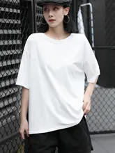 白色 レディース 半袖 Tシャツ【夏用・コットン・ルーズフィット・大きいサイズ】