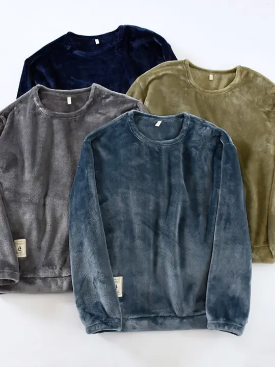 冬用 厚手フランネル メンズパジャマ【保温・ルーズフィット・コーラルフリース】（セットアップ対応）