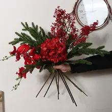 造花 アーティフィシャルフラワー ブーケ 赤 お正月 迎春 飾り 華やか 縁起物 ホテル 商業施設 インテリア