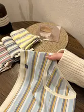 ストライプ柄のコットン製女性用中腰パンツ【抗菌・通気性・三角型】