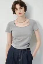 グレーのVネックTシャツ【レディース・短袖・ゆったりフィット・夏用】