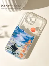 夢のような少女心！海上の日の出デザインのスマートフォンケース【iPhone対応・透明シリコン・女性向け】