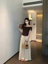 個性的なメッシュショルダートップス【女性用・夏・シワ加工・オフショルダー・短袖】