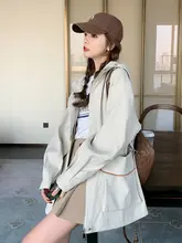 エレガントなフード付きホワイトトレンチコート【レディース・春秋用・ミディ丈】