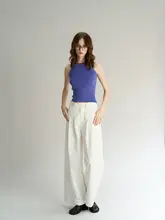XISHE レトロホワイトコットンワイドパンツ【フィット・女性用・カジュアル】