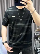 麻混合素材の半袖Tシャツ【ラウンドネック・デザインプリント・男性用・カジュアル】