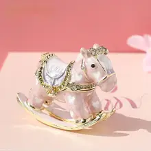 小さなロッキングホースのエナメルジュエリーボックス【ヴィンテージ風・かわいいデザイン・持ち運び便利】