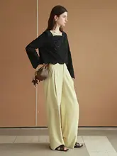 黒のレース刺繍バンドカラー長袖ブラウス【女性用・フレンチスタイル・エレガントデザイン】