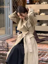 ROMI STUDIO 秋冬用 大翻領ベルト付きコットントレンチコート【ゆったりフィット】