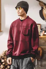 スウェット メンズ フェイクレイヤード バイカラー ヘビーオンス 洗い加工 ルーズ アメカジ ヴィンテージ カジュアル ストリート