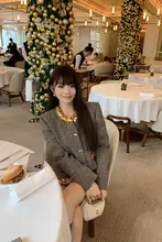 重厚感のある羊毛ツイードコート【クリスタルビジュー付き・デザイン性抜群】（セットアップ対応）