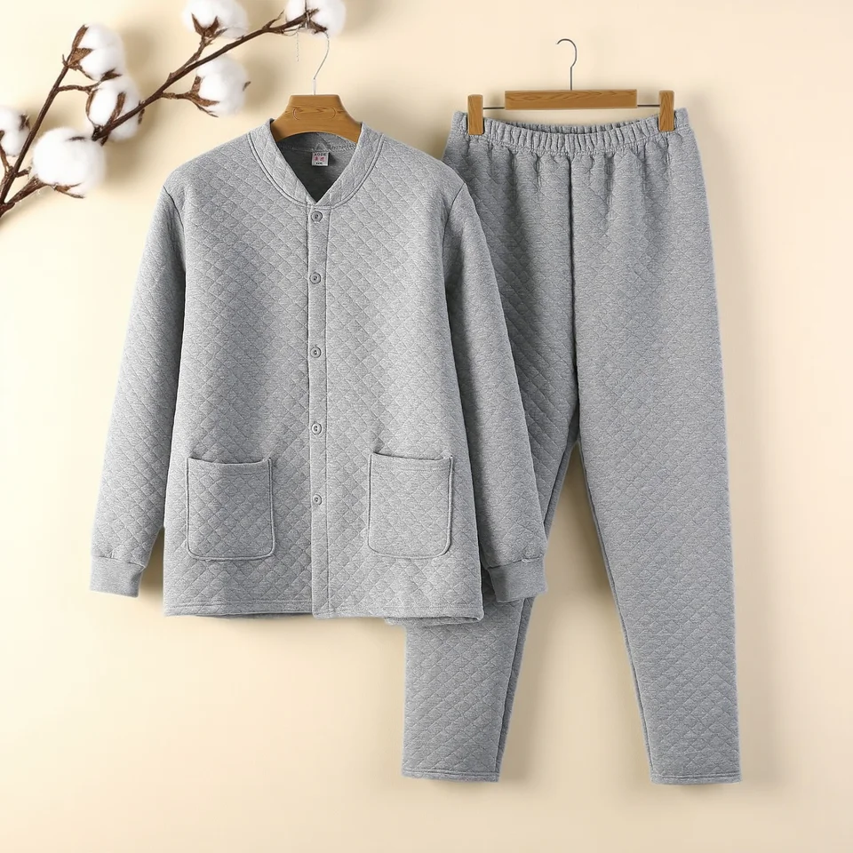 秋冬用 メンズ おしゃれなルーズフィット パジャマ【エアーコットン素材・保温・ 長袖・長ズボン】（セットアップ対応）