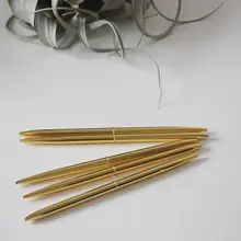 北欧風ミニマルデザインのステンレス製ボールペン【金色コーティング・細長タイプ】