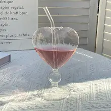 ハートガラスカップ 女性 用 ストロー 水を飲む カップ 飲料 ジュース カクテル ミルクカップ 高い魅力