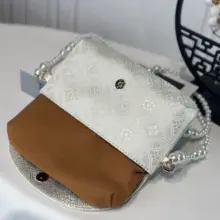 ショルダーバッグ ミニバッグ レディース 壮錦生地 横長 スマホポシェット 斜め掛け 着回し おしゃれ ファブリックバッグ