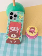 スマホケース iPhone対応 くまのPippa柄 フルカバー 光沢 マグネット スタンド付き ギフト ガーリー
