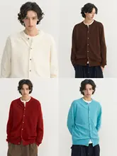 100%全羊毛メリノの快適ニットカーディガン【冬用・極上の柔らかさ・厚手】
