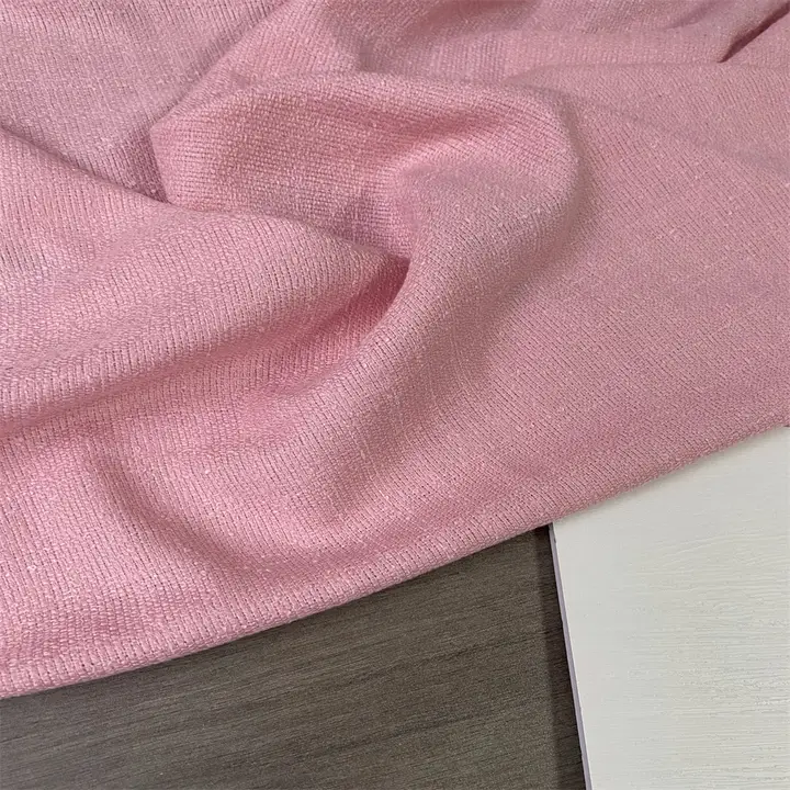 華やかなピンクのツイード風デザイナーコートドレス【春秋用・手作り布】