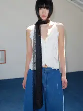 レトロなレースドットスカーフ【春夏用・首元装飾・ファッショナブル】