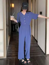 ブルーシフォンオールインワン【夏用・極上の柔らかさ・ワイドレッグ・フレンチスタイル】（  セットアップ対応）