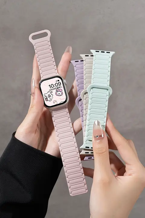 Apple Watch バンド シリコン マグネット式 通気性 スポーツ メンズ レディース 上品