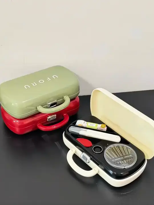 シンプルミニ針糸ボックス【二段式・持ち運び便利・家庭用・縫製工具】（セットアップ対応）