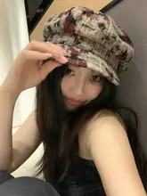 レトロなY2Kスタイルのドビーハット【女性用・秋春向け・広めのブリム・薄手デザイン】