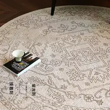 ダブルレイヤーのラウンドフレンチスタイルペルシャカーペット【洗える・取り外し可能】（セットアップ対応）