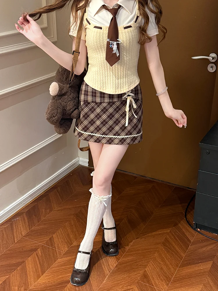 学院風バイカラーニット半袖シャツ：可愛い中学生向け通学スタイルの実用性とデザイン解析