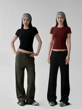 Audwyn ベーシック ラウンドネック 半袖Tシャツ【高弾性・スリムフィット・重ね着に最適】