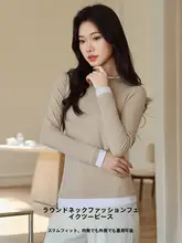 秋冬にぴったりなレディースクルーネックニットトップス【長袖・重ね着風デザイン】