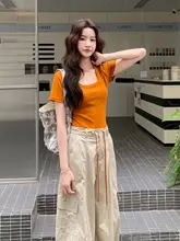 夏季向けおしゃれなTシャツとワイドパンツ【カジュアルスポーツスタイル・女性用】（セットアップ対応）