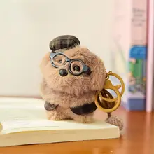 メガネをかけた犬のぬいぐるみキーホルダー【ファッションアクセサリー・贈り物に最適】