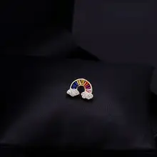ミニサイズ シャツ用カラークリップピン【虹色・高級デザイン・ファッション小胸針】