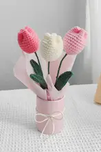 リアルな造花の編み込みブーケ【チューリップ・バラ・ひまわり・誕生日祝い】