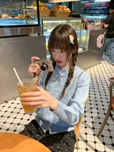 バイカラー ドット柄 ニットカーディガン【秋用・スタイル・薄手】