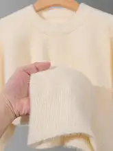 海馬毛使用のラウンドネックニットセーター【男女兼用・秋冬用・レトロデザイン】