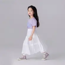 夏用ホワイト子供用ロングスカート【コットン製・ミディ丈・フェアリー風】